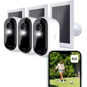 novērošanas kamera arlo essential gen. 2 + saules paneļi wireless wifi 1080p night vision 3 gab. vmk2350 100eus