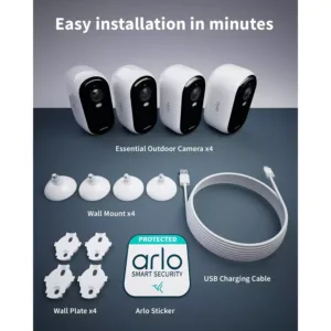 novērošanas kamera arlo essential gen. 2 wireless wifi 1080p night vision 4 gab. vmc2450 100eus