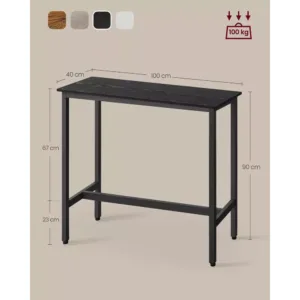 bāra galds vasagle industrial 100 x 40 x 90 cm lbt010b56 melns