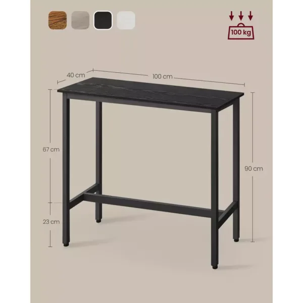 bāra galds vasagle industrial 100 x 40 x 90 cm lbt010b56 melns