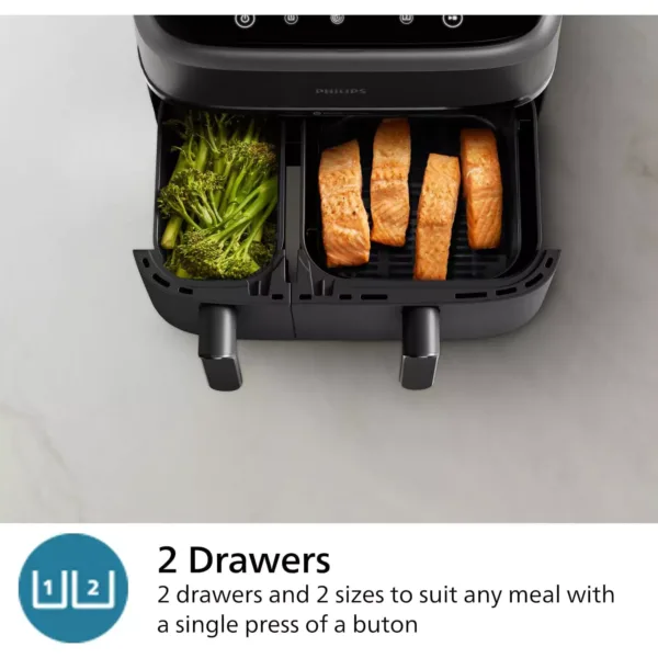 dubultais karstā gaisa friteris philips dual basket airfryer 3000 series na350/00, 9 l 2750 w