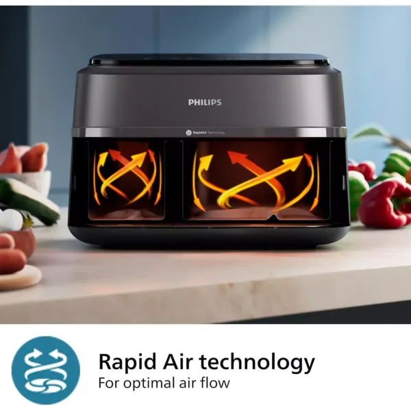 dubultais karstā gaisa friteris philips dual basket airfryer 3000 series na350/00, 9 l 2750 w
