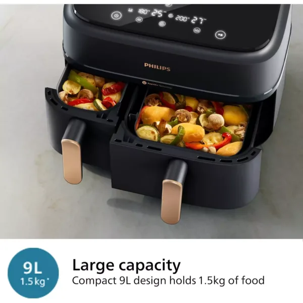 dubultais karstā gaisa friteris philips dual basket airfryer 3000 series na350/00, 9 l 2750 w