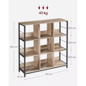 grāmatplaukts vasagle lls112b50 3 plaukti 100 x 30 x 103,1 cm