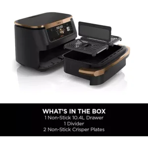 karstā gaisa friteris ninja foodi flexdrawer hot air fryer, dual zone, 10.4l af500eu vara krāsā