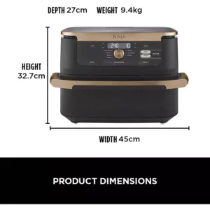karstā gaisa friteris ninja foodi flexdrawer hot air fryer, dual zone, 10.4l af500eu vara krāsā