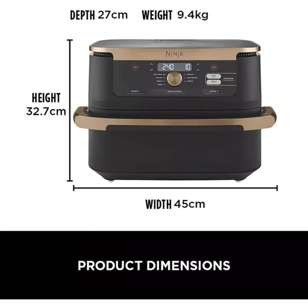 karstā gaisa friteris ninja foodi flexdrawer hot air fryer, dual zone, 10.4l af500eu vara krāsā