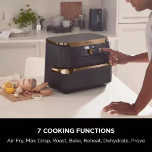 karstā gaisa friteris ninja foodi flexdrawer hot air fryer, dual zone, 10.4l af500eu vara krāsā