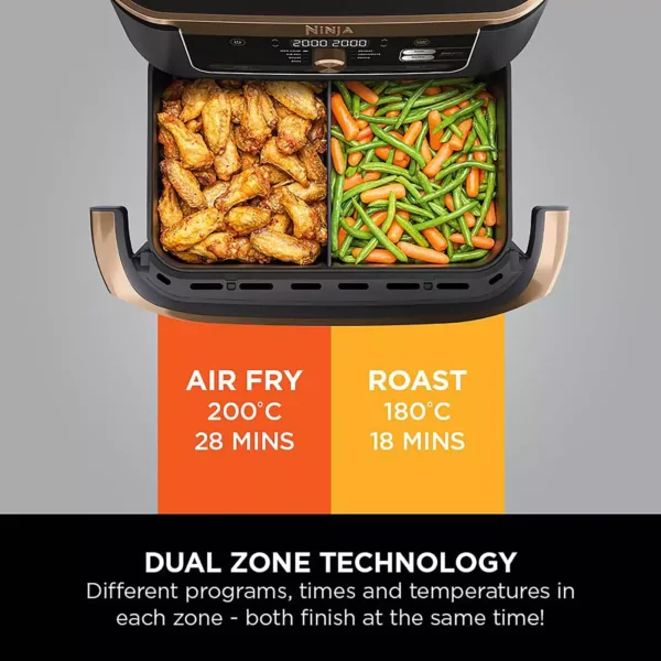 karstā gaisa friteris ninja foodi flexdrawer hot air fryer, dual zone, 10.4l af500eu vara krāsā