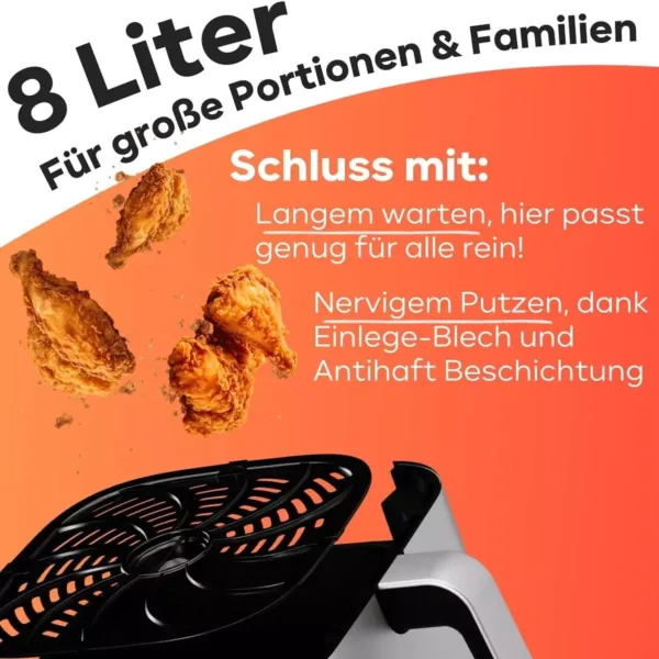 karstā gaisa friteris proficook hot air fryer 8 l pc fr 1269 h 1800 w