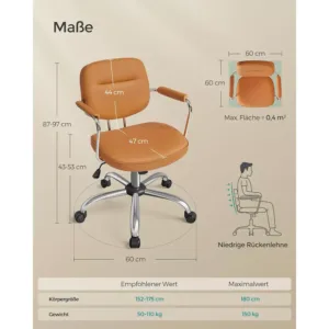 biroja krēsls songmics obg033k01 karameļbrūna mākslīgā āda