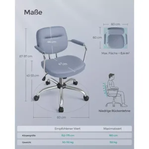 biroja krēsls songmics obg033q01 miglas zila mākslīgā āda