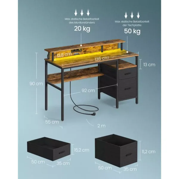 datorgalds rakstamgalds vasagle lwd094k02 135 x 55 x 77 cm gxpxa bruns melns3 66a95f2c73bc5