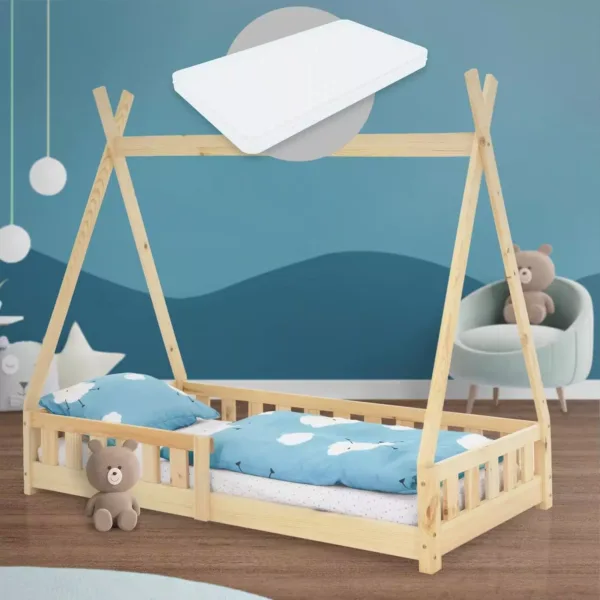 ml design teepee priedes koka bernu gultas ramis 80 x 160 cm ar matraci 669b8d74e8493