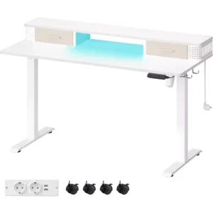 Datorgalds / rakstāmgalds Vasagle LSD184W01 60 x 140 x (72-120) cm (GxPxA) Balts