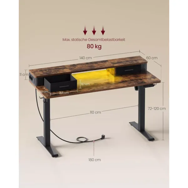 datorgalds rakstamgalds vasagle lsd184x01 60 x 140 x 72 120 cm gxpxa bruns melns2 66c7ae4a73b5d