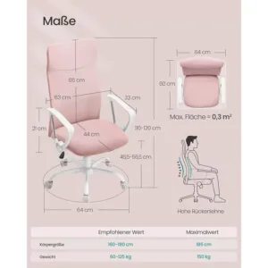 ergonomisks biroja kresls songmics obn034r01 roza audums2 66ca6ca0e99f7