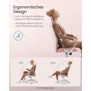 ergonomisks biroja kresls songmics obn034r01 roza audums3 66ca6ca16a9eb