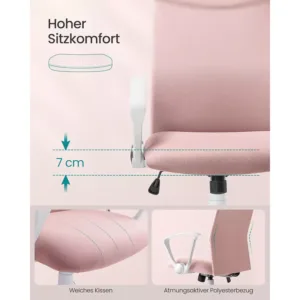 ergonomisks biroja kresls songmics obn034r01 roza audums4 66ca6ca3d00ae