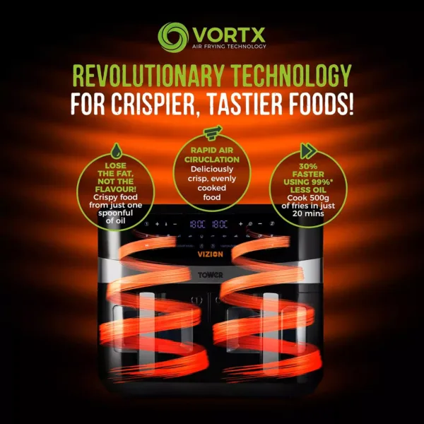 karsta gaisa friteris tower t17100 vortx vizion air fryer 9 l 2600 w4 66be6fdd33996