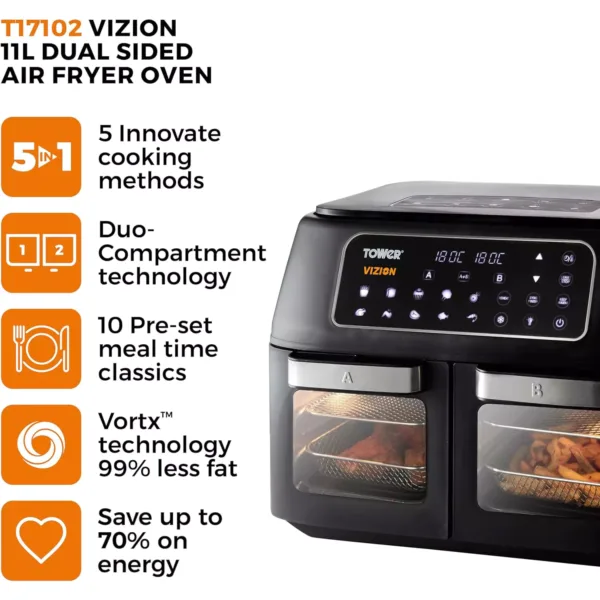 karsta gaisa friteris tower t17102 vortx vizion air fryer 11 l 2400 w1 66be6c8d902dc