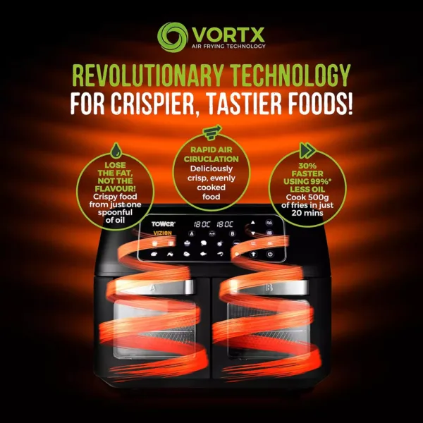 karsta gaisa friteris tower t17102 vortx vizion air fryer 11 l 2400 w5 66be6c85d7864