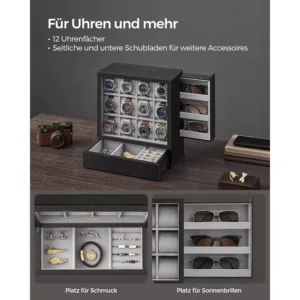 pulkstenu rotaslietu uzglabasanas kastite songmics jow014b01 melna1 66ca29f892e70