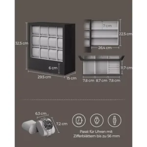 pulkstenu rotaslietu uzglabasanas kastite songmics jow014b01 melna3 66ca29fc29242