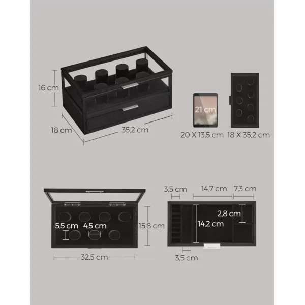 pulkstenu uzglabasanas kastite songmics jow007b01 melna3 66ca261d94953