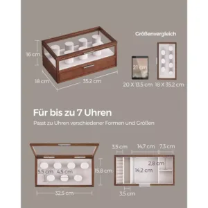 pulkstenu uzglabasanas kastite songmics ow007k01 kafijas bruns5 66ca26d9eba50