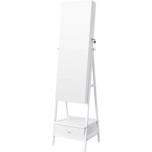rotaslietu skapis ar bezramja spoguli songmics jjc025w01 balts 66ca241089ee5
