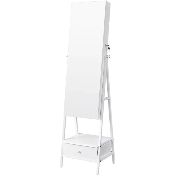 rotaslietu skapis ar bezramja spoguli songmics jjc025w01 balts 66ca241089ee5