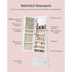 rotaslietu skapis ar bezramja spoguli songmics jjc025w01 balts1 66ca2410a937f 1