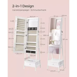rotaslietu skapis ar bezramja spoguli songmics jjc025w01 balts4 66ca241729cf1