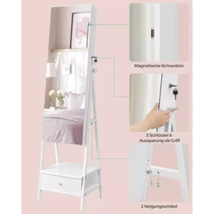 rotaslietu skapis ar bezramja spoguli songmics jjc025w01 balts5 66ca2417b6674