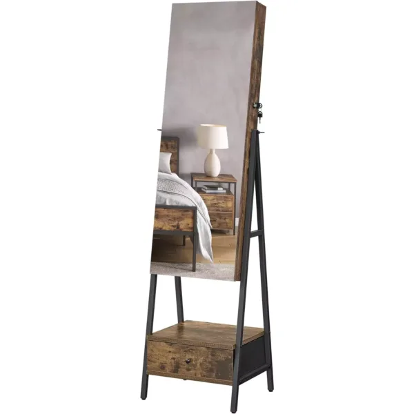 rotaslietu skapis ar bezramja spoguli songmics jjc025x01 vintage bruns 66ca22fecad41