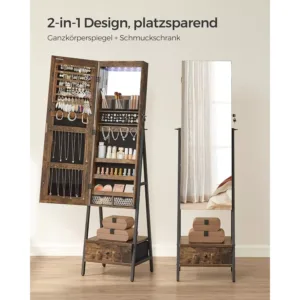 rotaslietu skapis ar bezramja spoguli songmics jjc025x01 vintage bruns1 66ca22fef2c2f