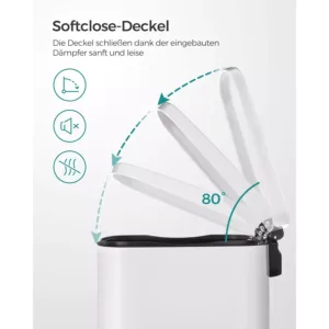 terauda atkritumu tvertne ar soft close vaku songmics ltb101w01 50 l balta1 66ca36f33ce5b