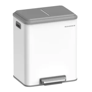 Tērauda atkritumu tvertne šķirošanai ar Soft Close vāku Songmics LTB544W02 30 L (2 x 15 L) Balta