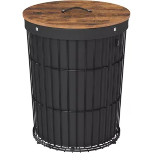 Veļas grozs ar koka vāku 95 L Songmics LCB160B01