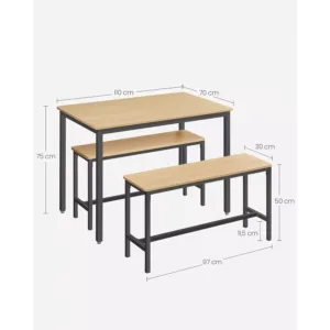 virtuves galds vasagle industrial kdt070b09 110 x 70 x 75 cm un 2 soli 97 x 30 x 50 cm 2 66f3053b18c60