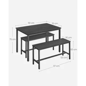 virtuves galds vasagle industrial kdt070b21 110 x 70 x 75 cm un 2 soli 97 x 30 x 50 cm 2 66f3062937ca3