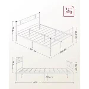 Metala gultas ramis Vasagle RMB065W01 160 x 200 cm Balts3