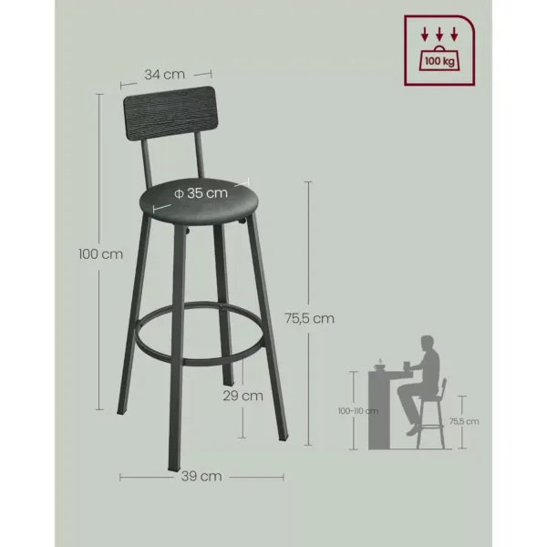 bara kresli vasagle lbc069c01 2 gab melns tumsi zals 75cm1 670d85045cc10