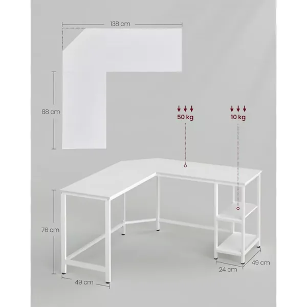 biroja galds rakstamgalds l formas vasagle lwd072w44 138 x 138 x 75cm g x p x a1 671ebc70dc2e5