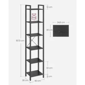 gramatplaukts vasagle lls101b56 6 plaukti 40 x 30 x 1875 cm melns4 672278625bbfe