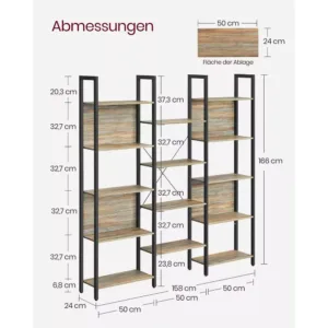 gramatplaukts vasagle lls107b60 14 plaukti industrial design 24 x 158 x 166 cm4 67227e25484bd