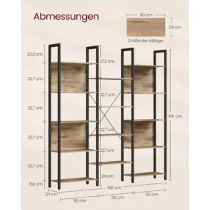 gramatplaukts vasagle lls107k01 14 plaukti industrial design 24 x 158 x 166 cm5 67227f34ec1c9