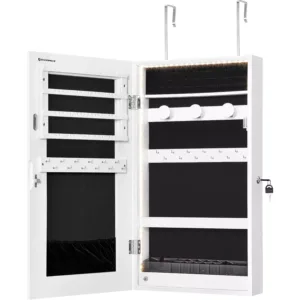 Rotaslietu skapis ar spoguli Songmics JJC050W01 uz durvīm piekarināms Balts 37.2 x 67.3 x 9.7 cm