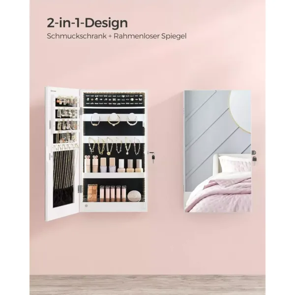rotaslietu skapis ar spoguli songmics jjc050w01 uz durvim piekarinams balts 372 x 673 x 97 cm2 670c04f1cec5a